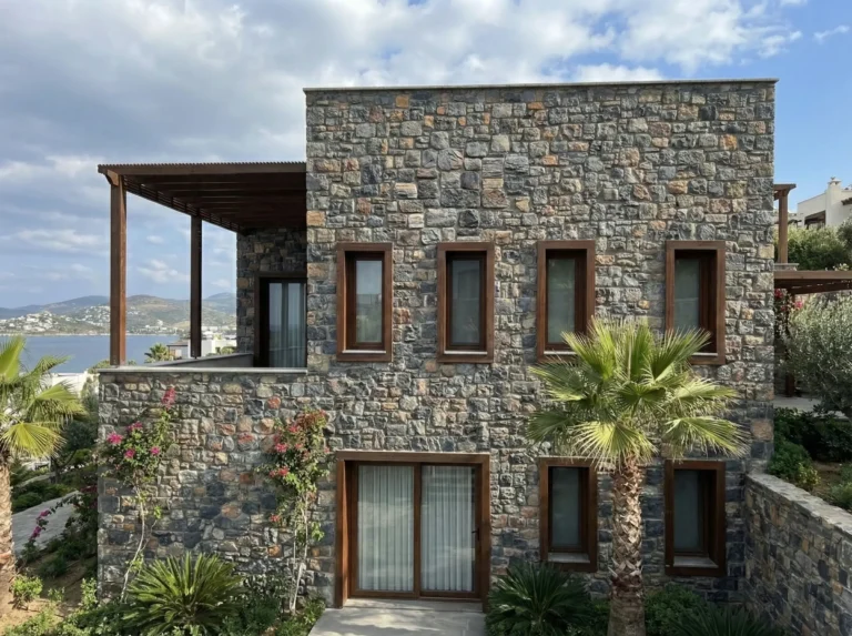 Milas Taşı Verona ile kaplı denize bakan taş ev