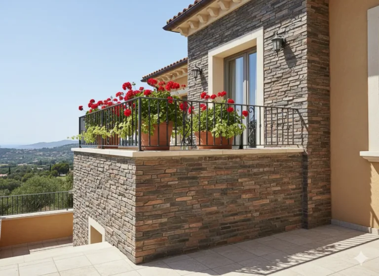 Troya Taşı Verona ile kaplı balkon ve çiçekler
